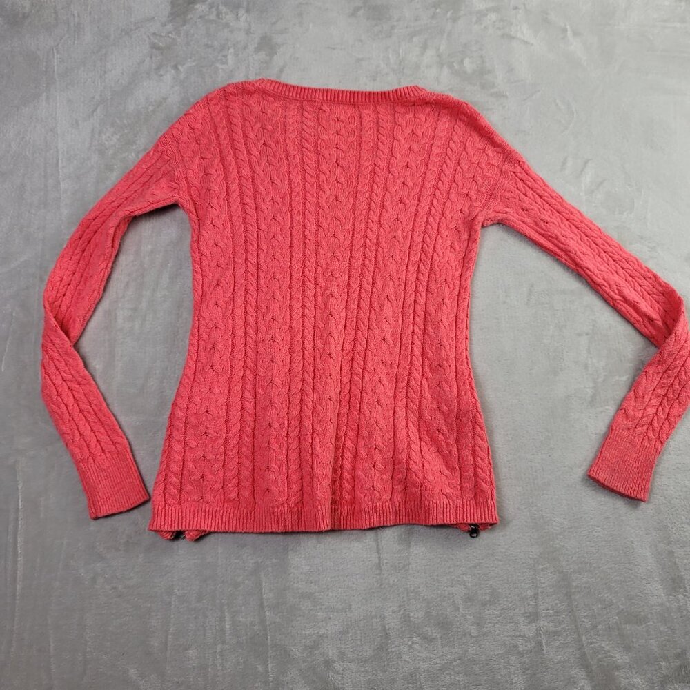 American Eagle Coral Pink Cable Knit Women's Zipper Sweater | Size S - Picture 7 of 7